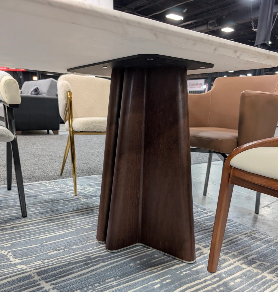 6344 Rectangular Carrara Luxury Marble Dining Table with Architectural Legs