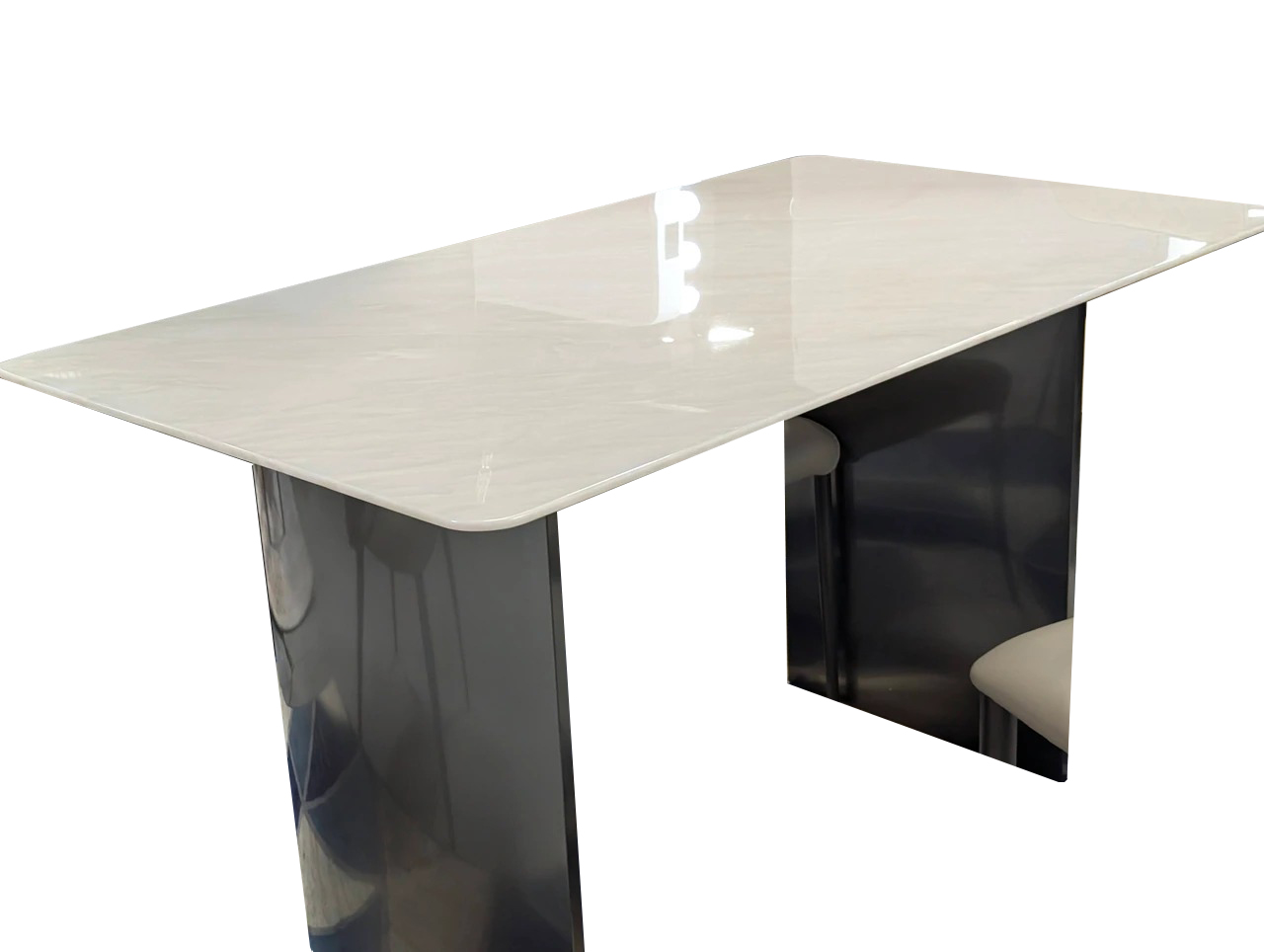 6385/207 Rectangular Luxury Marble/Steel Dining Room Set