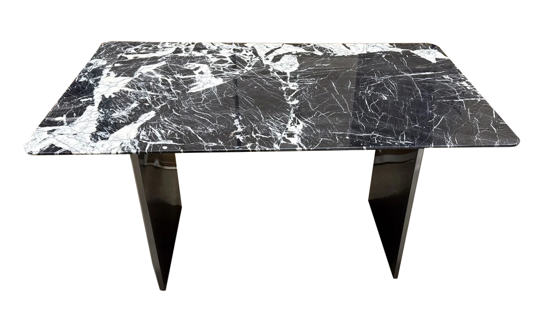6385/207 Rectangular Luxury Marble/Steel Dining Room Set