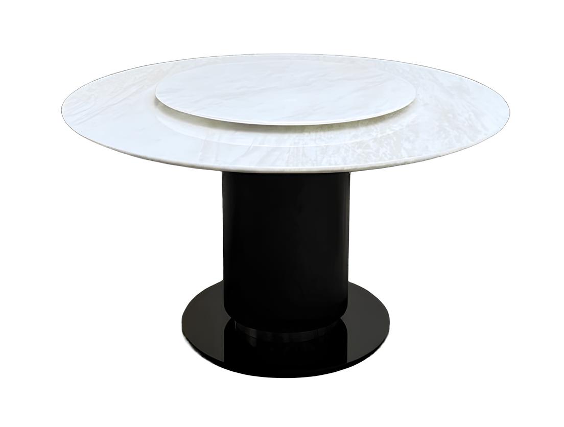 S890 Round Luxury Marble Dining Table with Sculpted Center Base