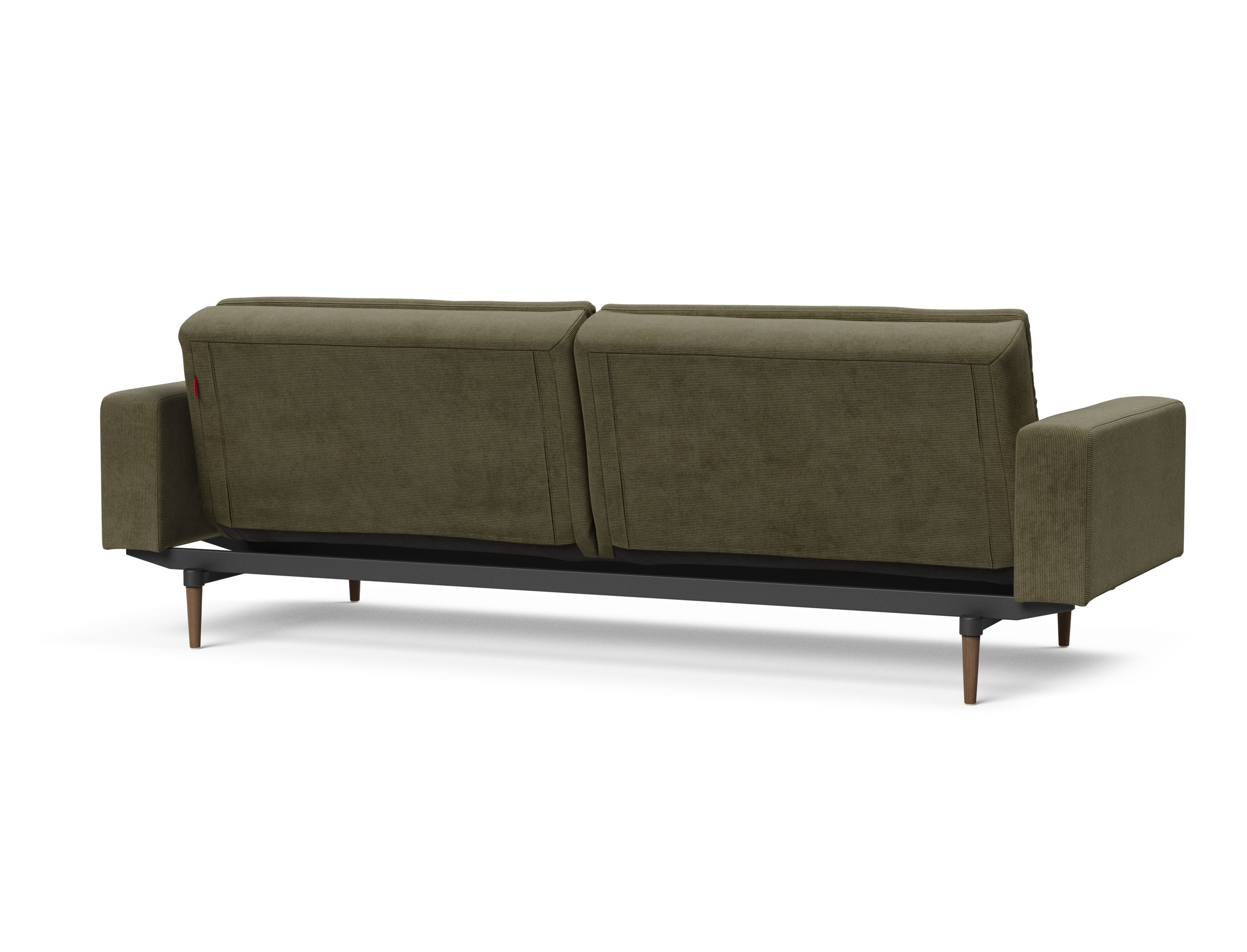 Dublexo Deluxe Fabric Sofa Bed w/Arms & Dark Wood Styletto Legs