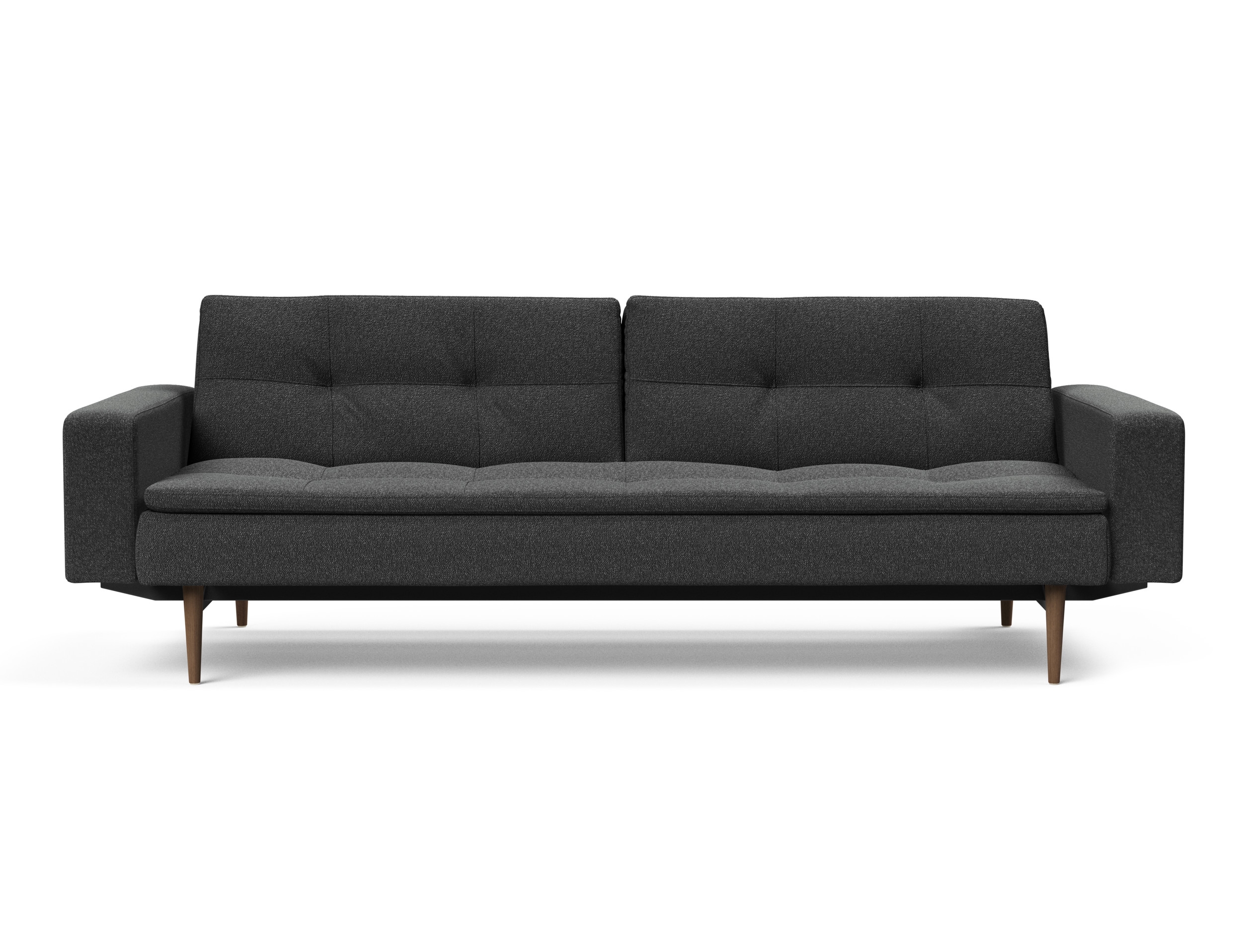 Dublexo Deluxe Fabric Sofa Bed w/Arms & Dark Wood Styletto Legs