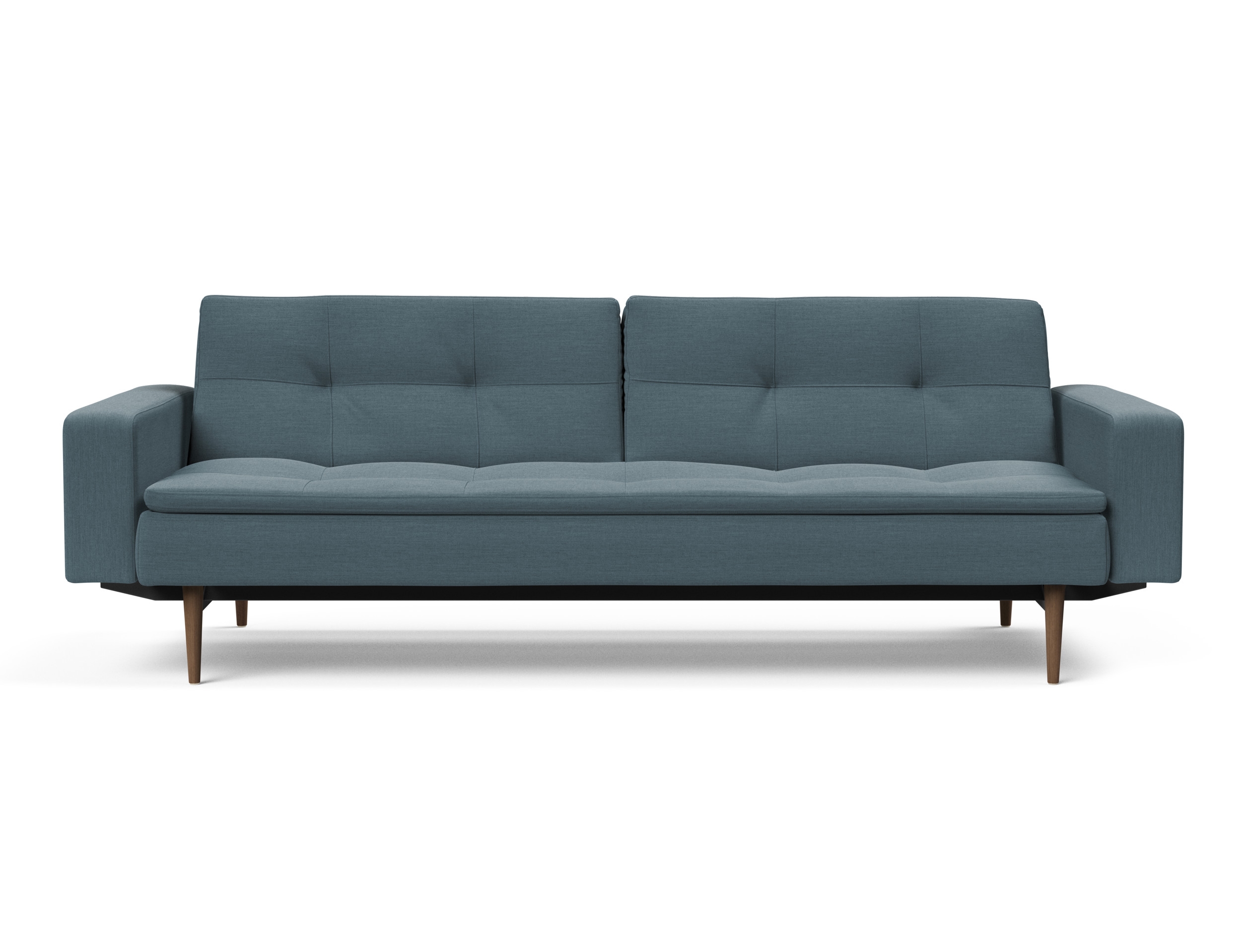 Dublexo Deluxe Fabric Sofa Bed w/Arms & Dark Wood Styletto Legs