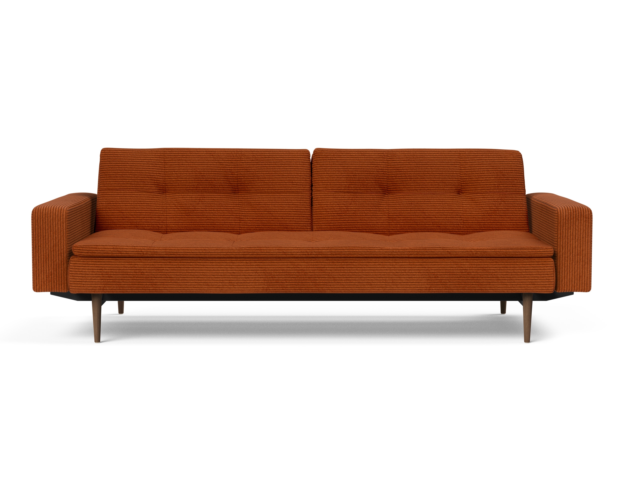 Dublexo Deluxe Fabric Sofa Bed w/Arms & Dark Wood Styletto Legs