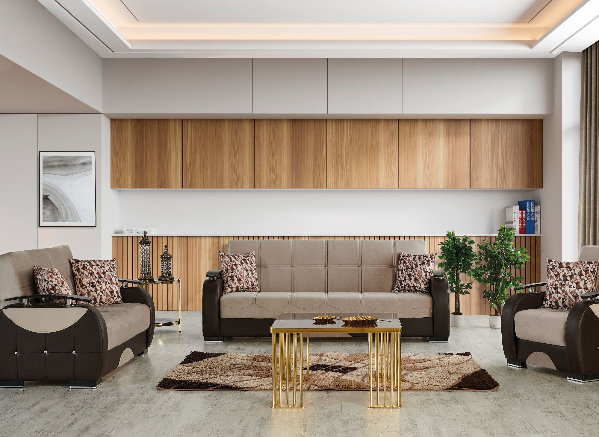 Dubai Fabric/Vinyl Storage Sleeper Sofabed