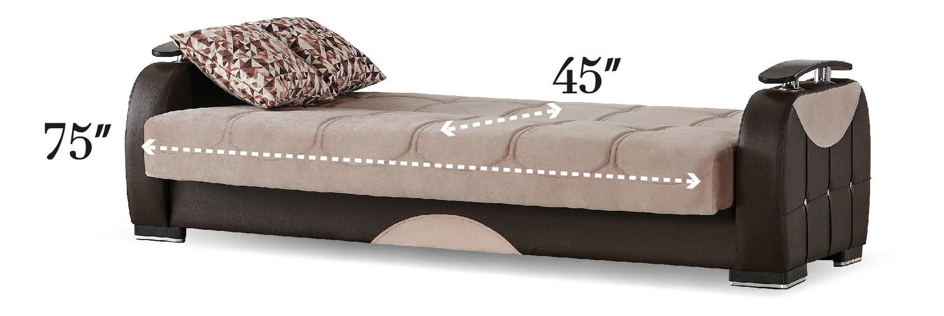 Dubai Fabric/Vinyl Storage Sleeper Sofabed