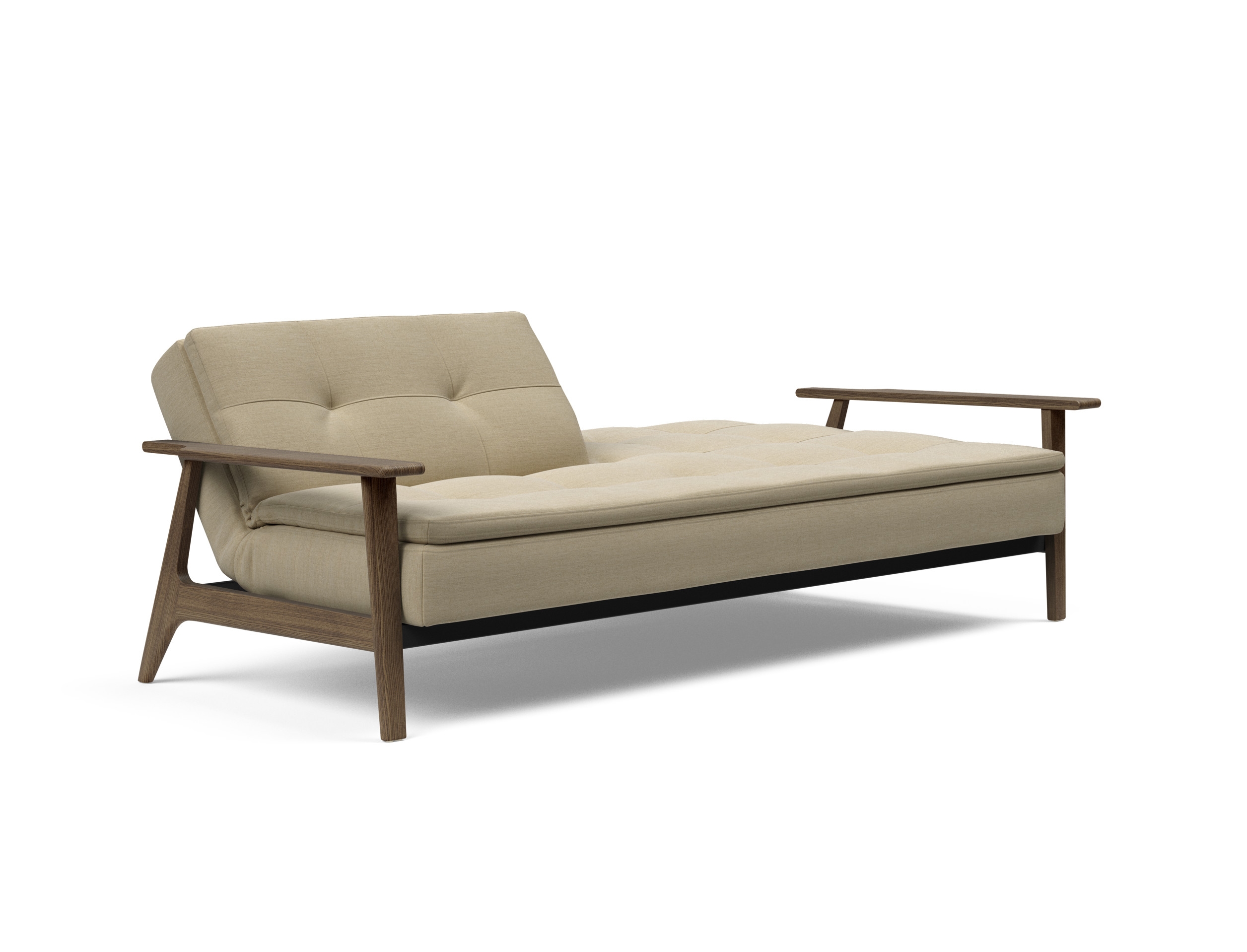 Dublexo Frej Fabric Sofa Bed w/Smoked Oak Arms & Legs