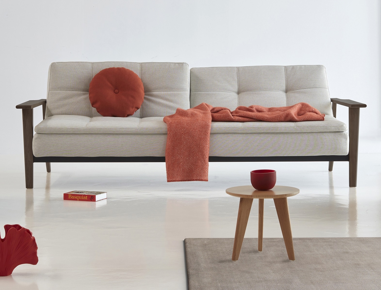 Dublexo Frej Fabric Sofa Bed w/Smoked Oak Arms & Legs