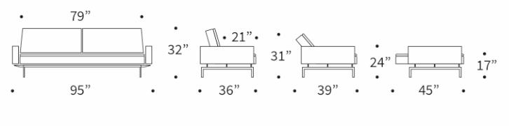 Dublexo Deluxe Fabric Sofa Bed w/Arms & Stainless Steel Legs