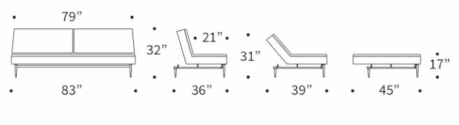 Dublexo Deluxe Fabric Sofa Bed w/Dark Wood Styletto Legs