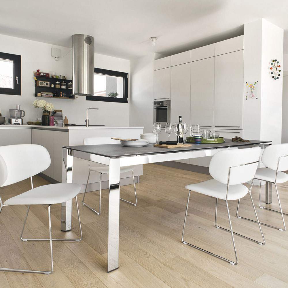 Duca W51.3"-74.9" Rectangular Ceramic/Metal Extendable Dining Table