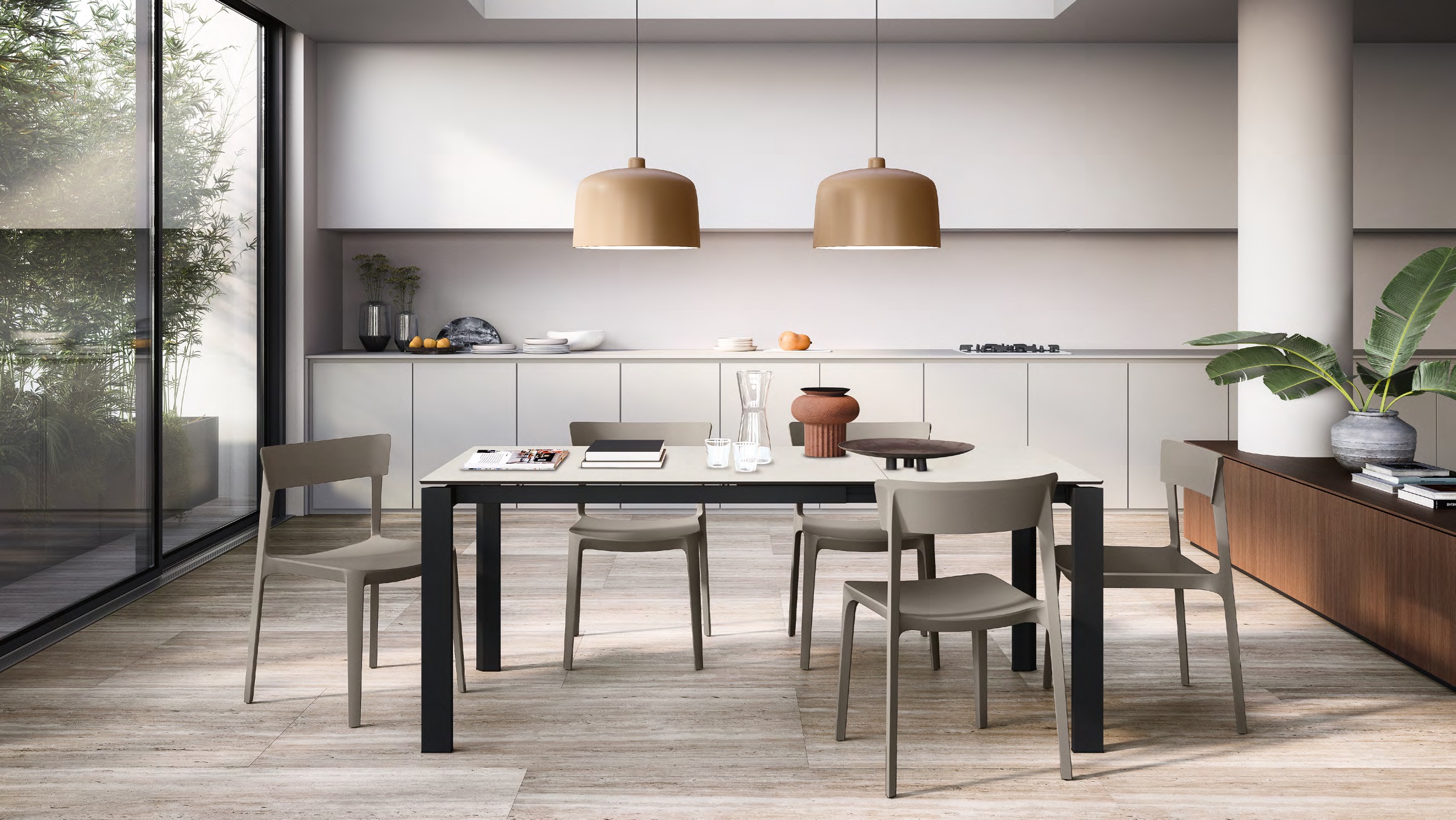 Duca W51.3"-74.9" Rectangular Ceramic/Metal Extendable Dining Table