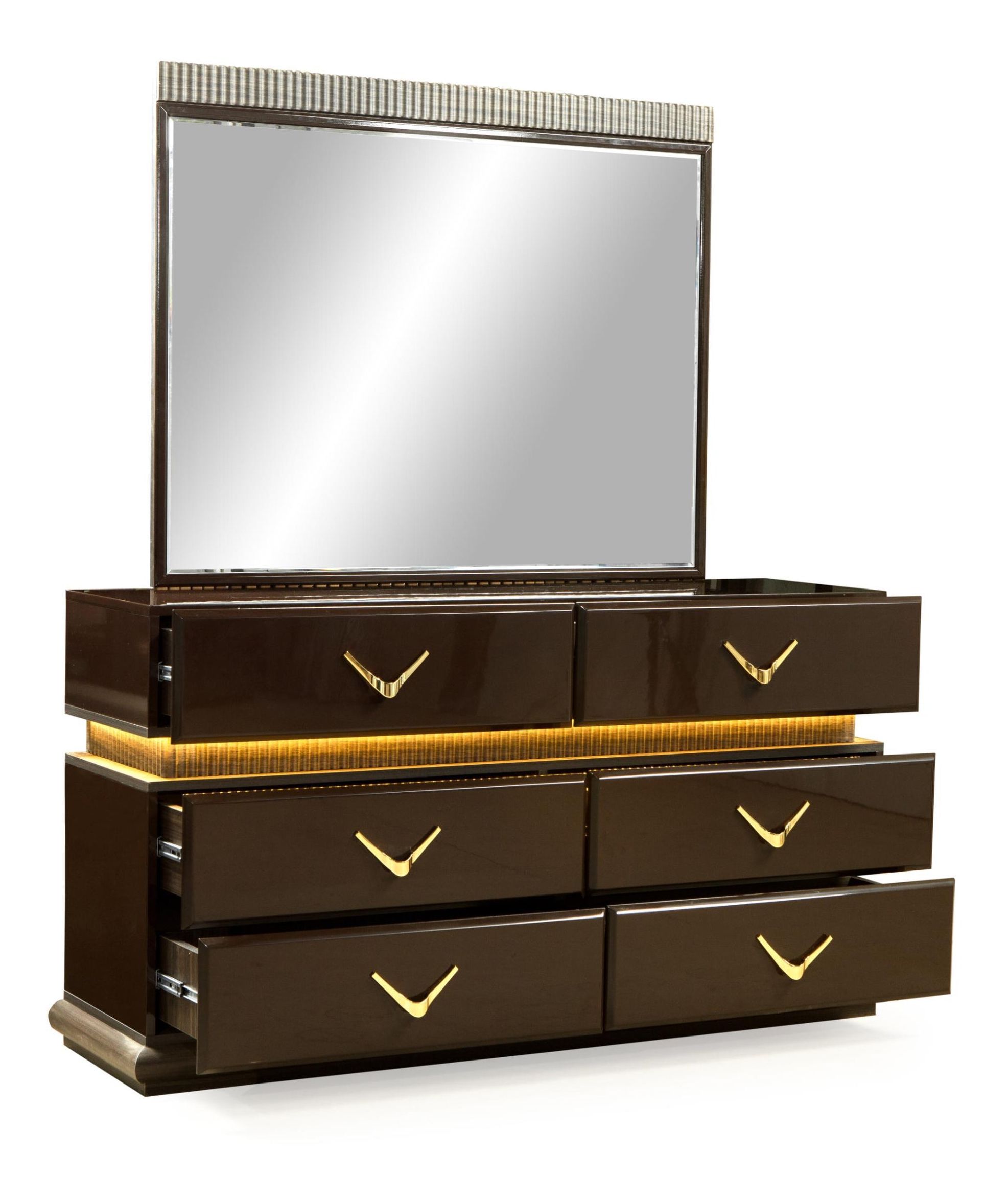 Dunhill 6-Drawer Wood Veneer Dresser with LED Lighting