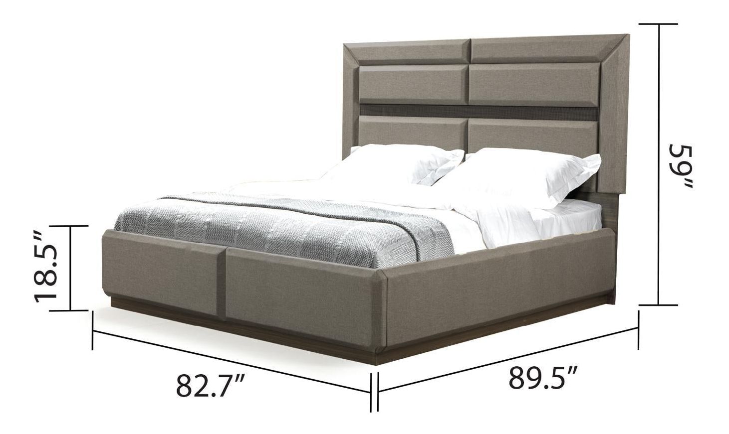Dunhill King Size Bed with Fabric Upholstery & LED Lighting