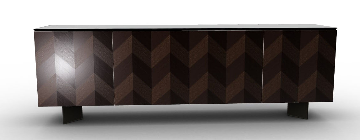 Universal Ceramic/Wood/Glass Customizable Sideboard w/4 Doors & Metal Base