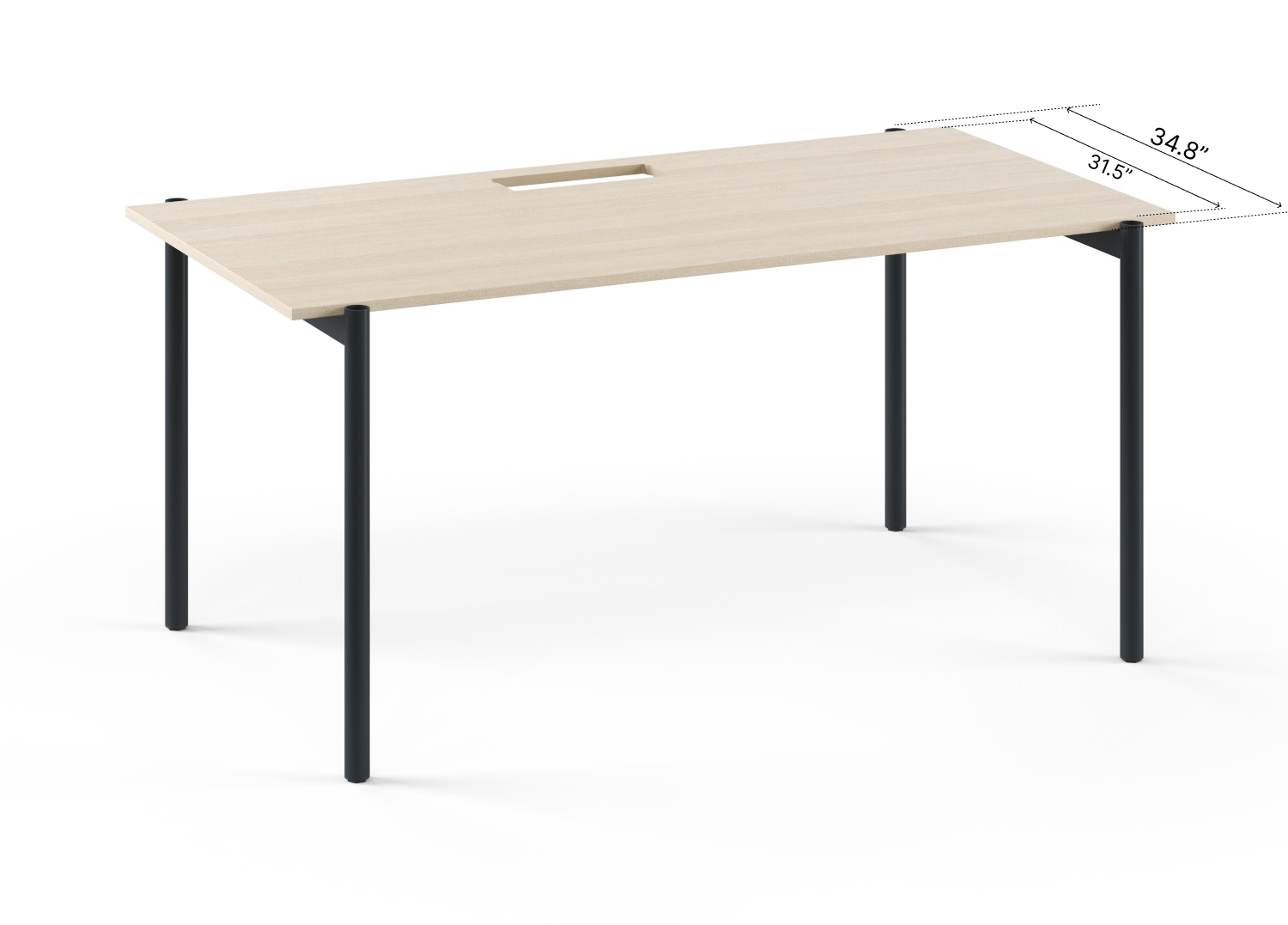 Zedo Single Rectangular Office Desk w/Grommet, Depth 34.8"