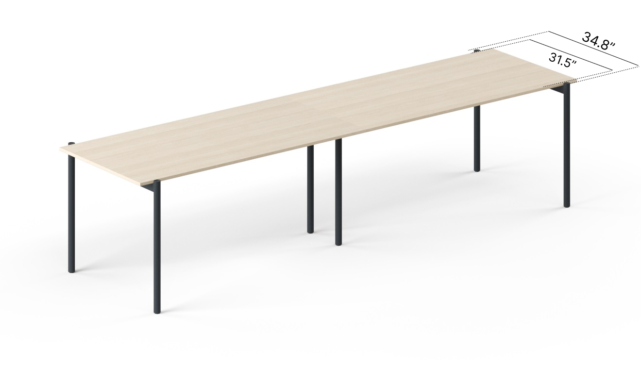 Zedo Single Row Office 2 Desk Bench, Depth 34.8"