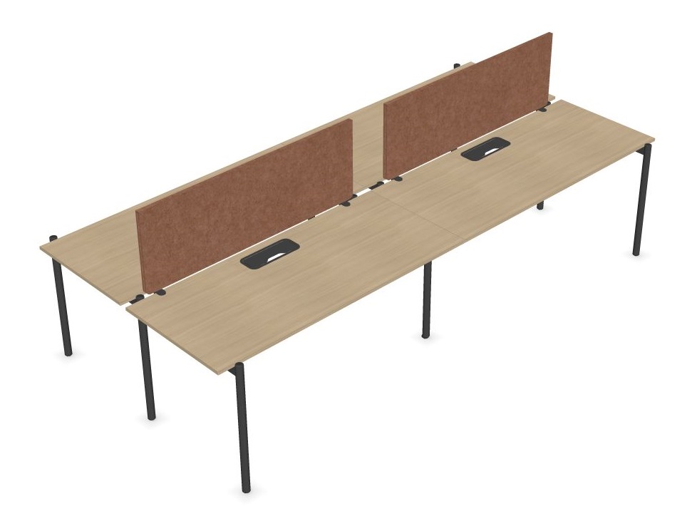 Zedo Rectangular Office 4 Desk Bench w/4 Grommets, Depth 60.2"