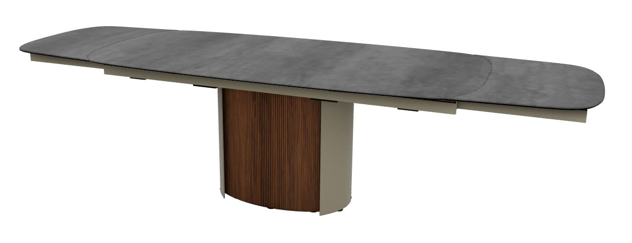 Yoroi W78.7"-97.6"-116.5" Ceramic/Metal/Wood Customizable Extendable Elliptical Dining Table