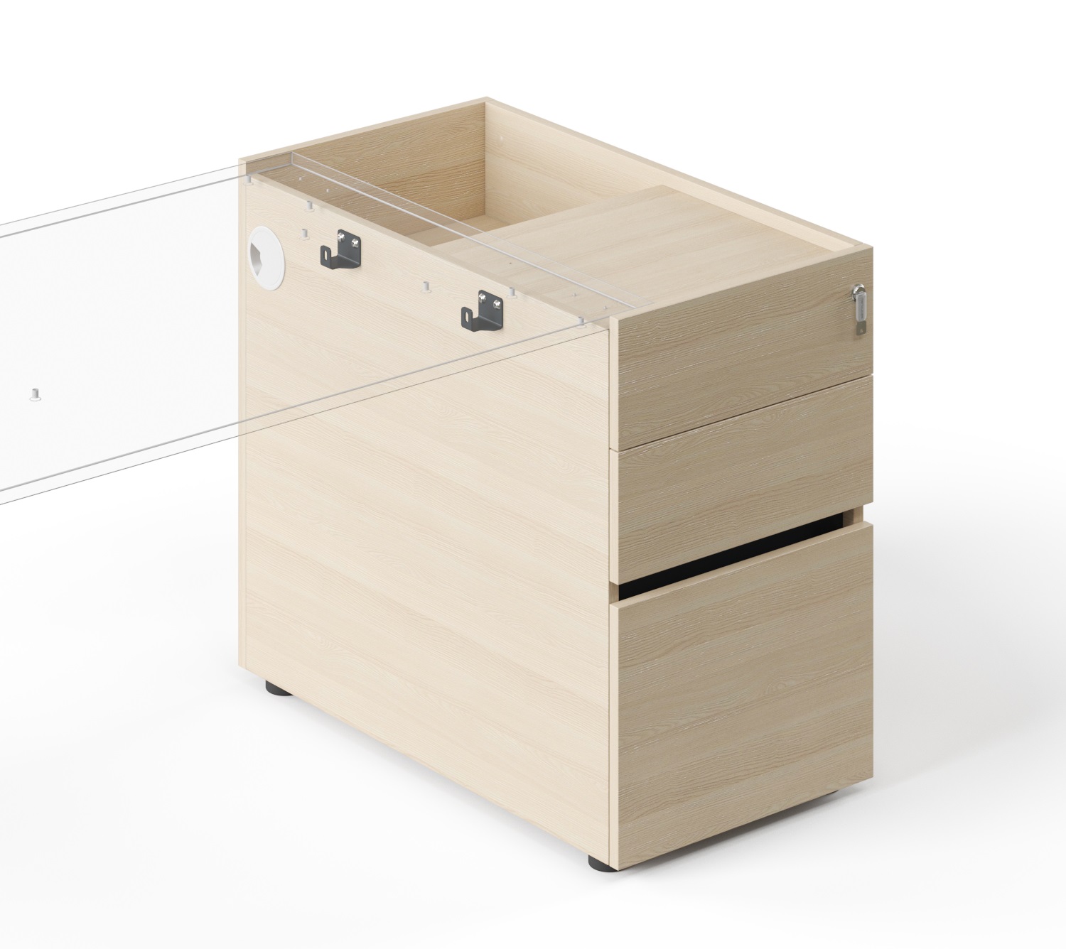 Zedo Single Office Desk for 1 Person w/Screen & Pedestal