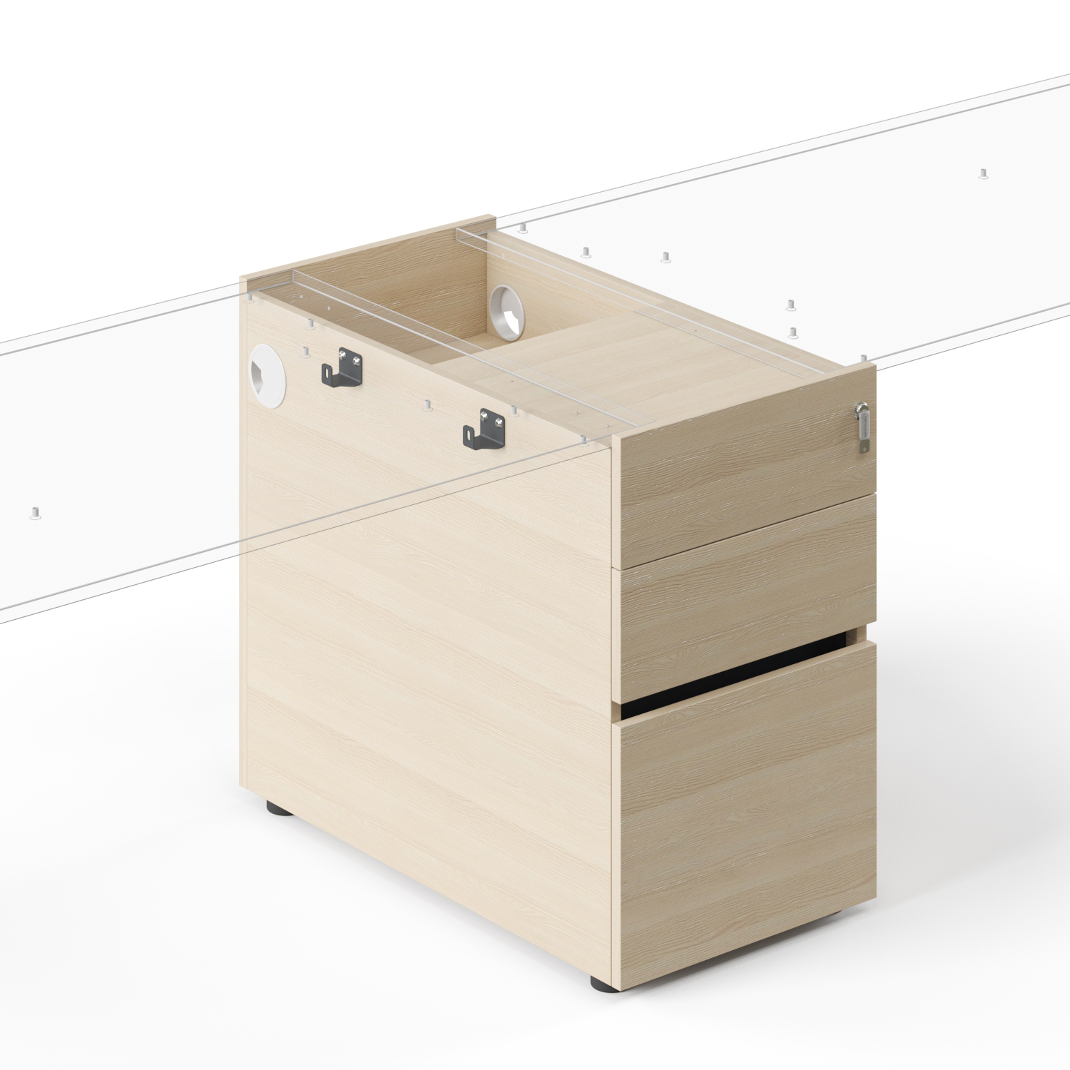 Mobile Pedestal (3 layers Drawer with Key-lock