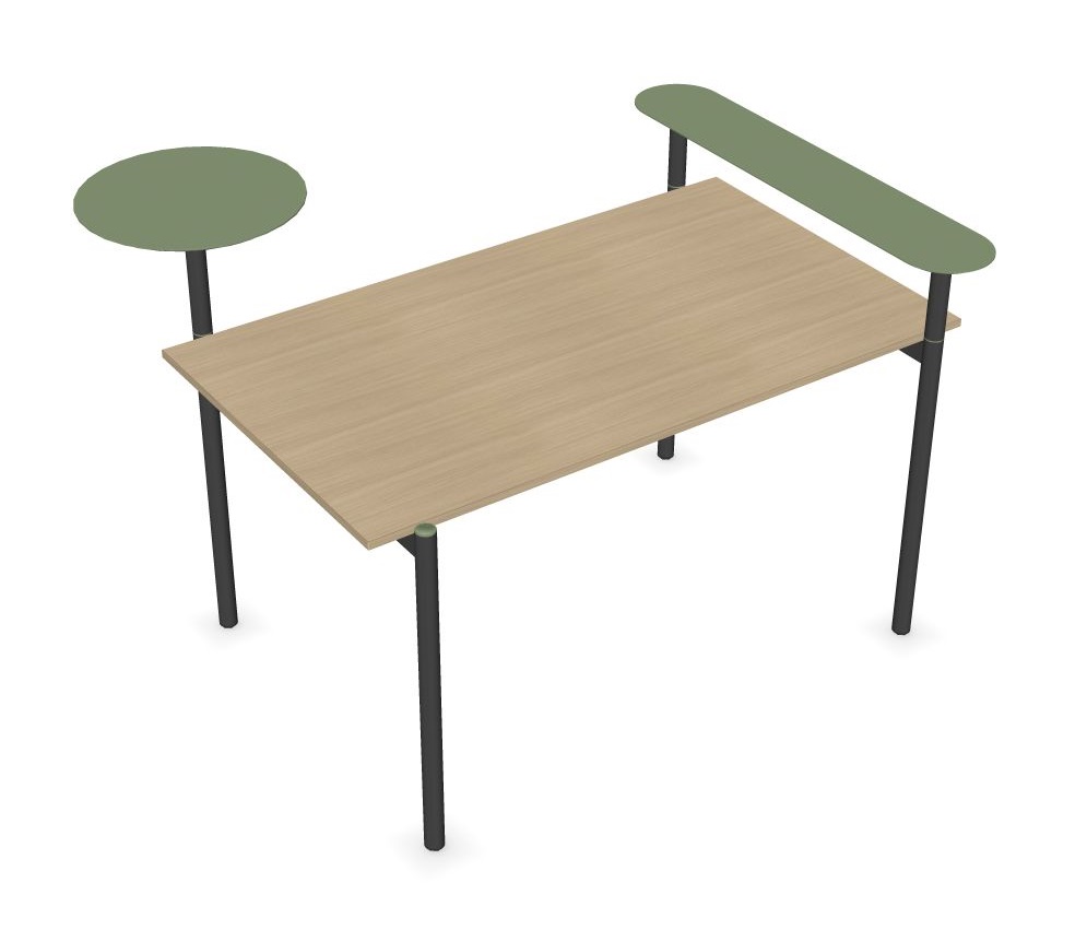 Zedo Single Office Desk for 1 Person w/Side Shelf & Rounded Shelf