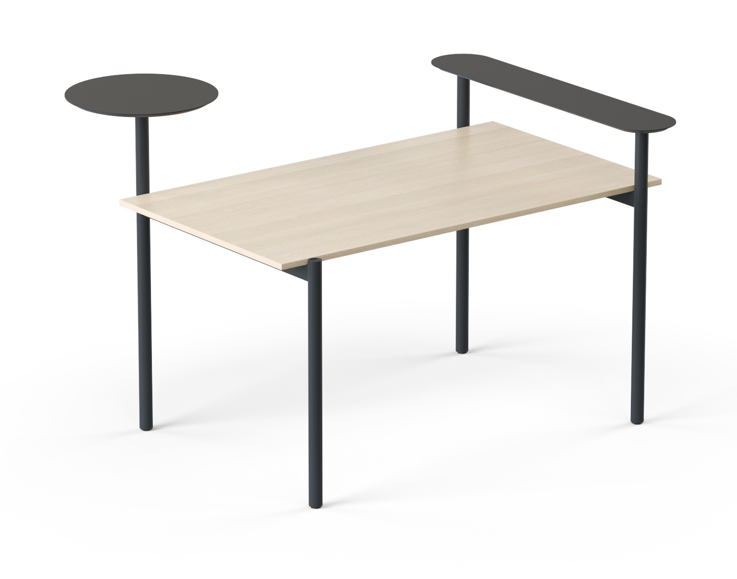 Zedo Single Office Desk for 1 Person w/Side Shelf & Rounded Shelf