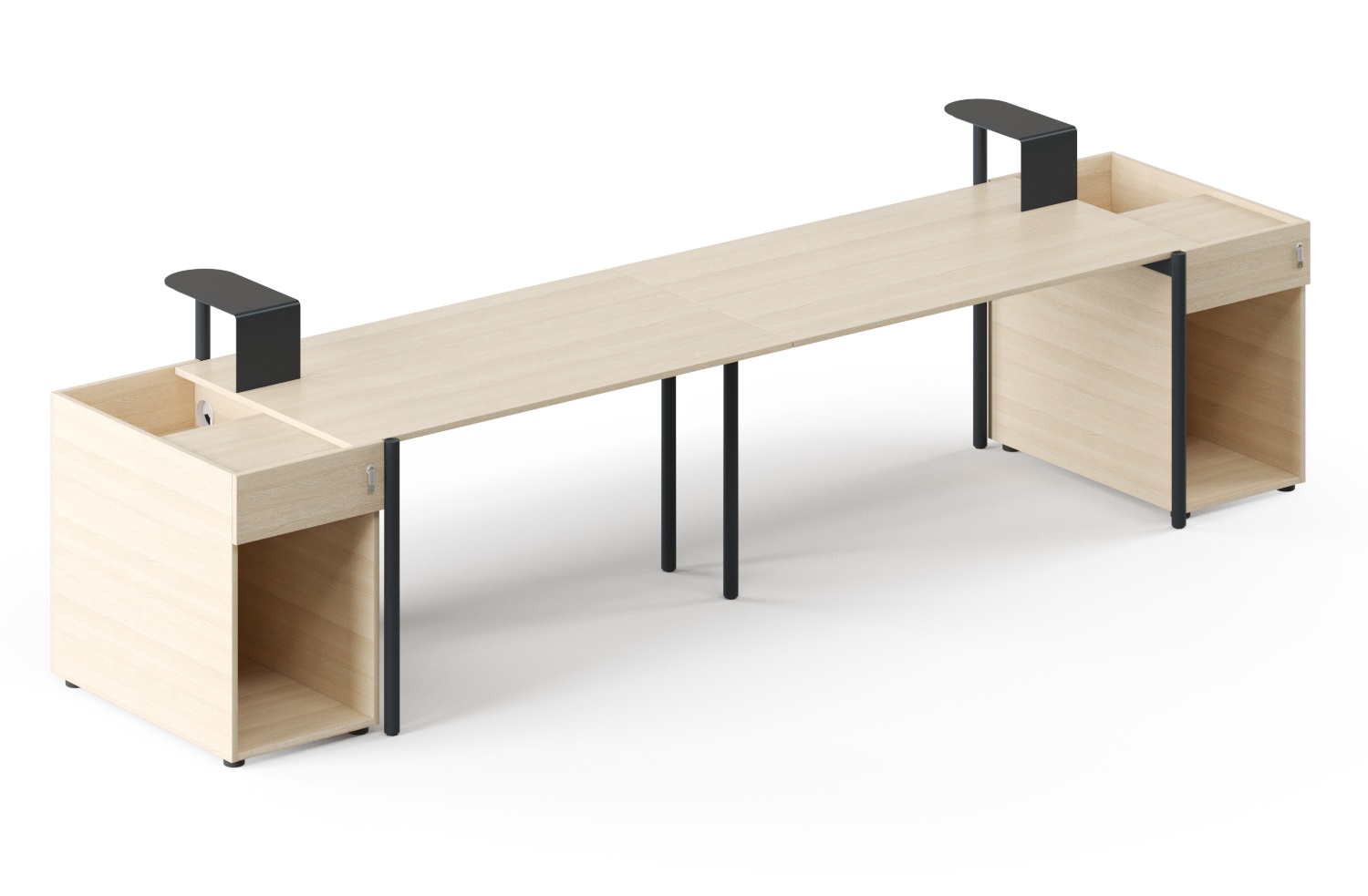 Zedo 2-Desk Office Workstation w/2 Pedestals