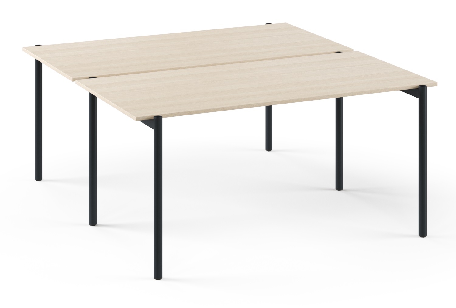 Zedo 2-Desk Office Workstation w/2 Felt-Lined Metal Side Drawers & Side Shelf