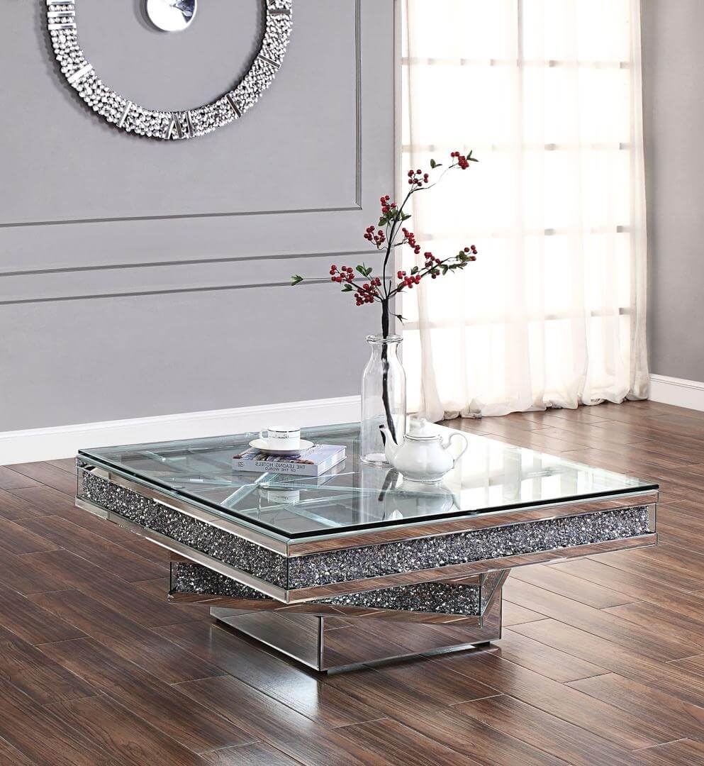 Noralie Mirrored/Faux Diamonds Coffee Table