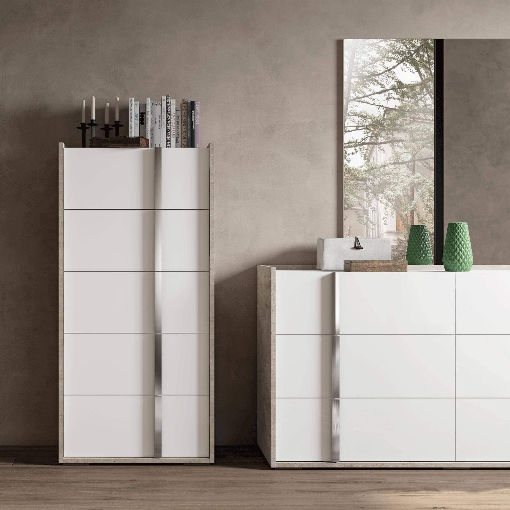 Treviso ESF Wood Veneer/Chrome Chest w/5 Drawers