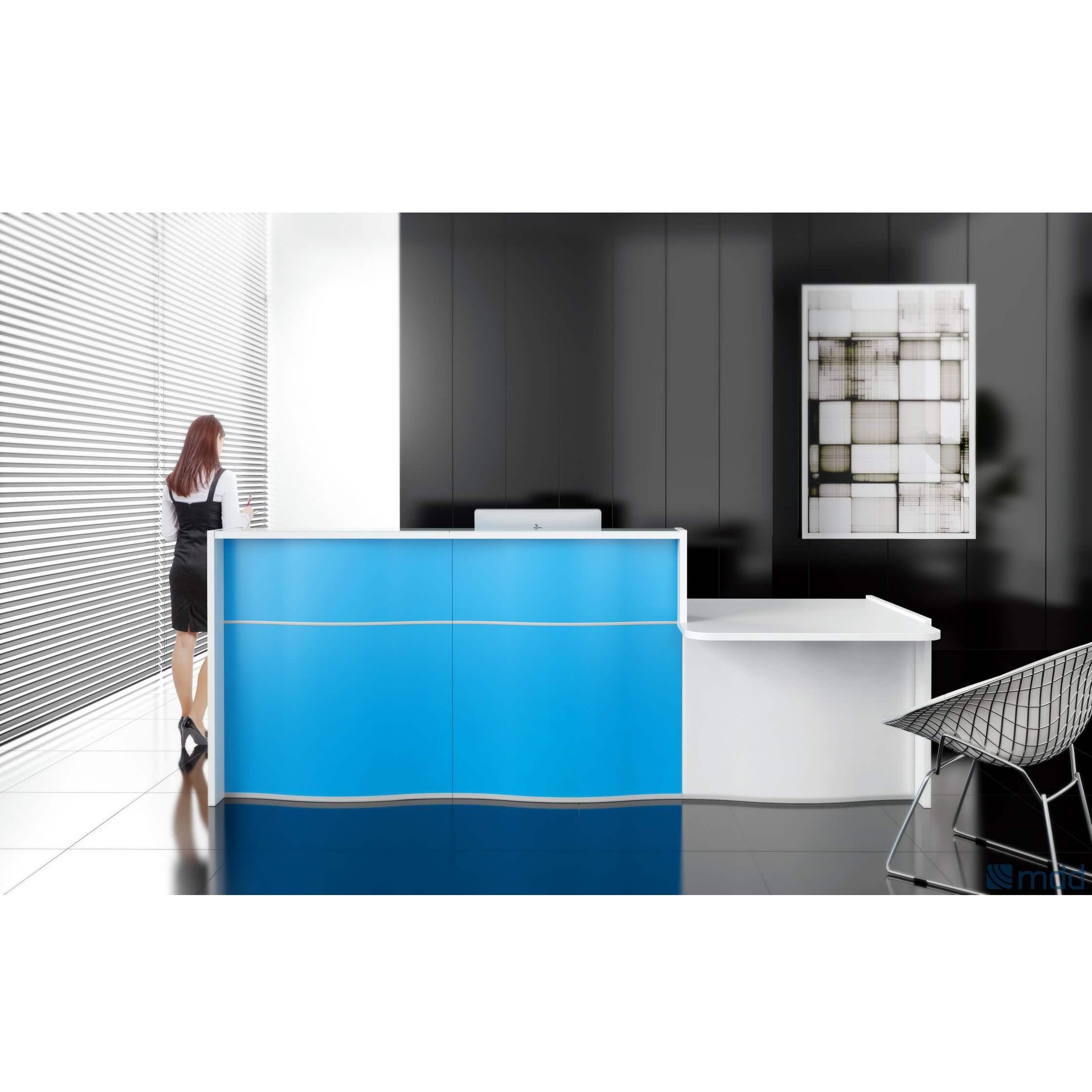 Wave Modern Design Straight Reception Desk Blue Counter Top