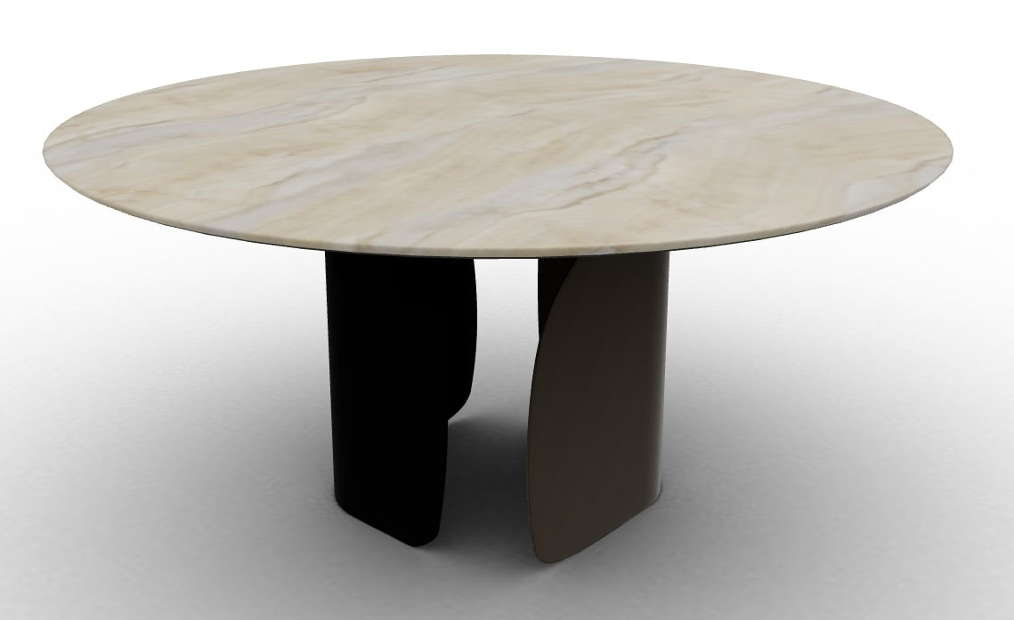 Twins W62.9-inch Ceramic/Metal Customizable Round Dining Table