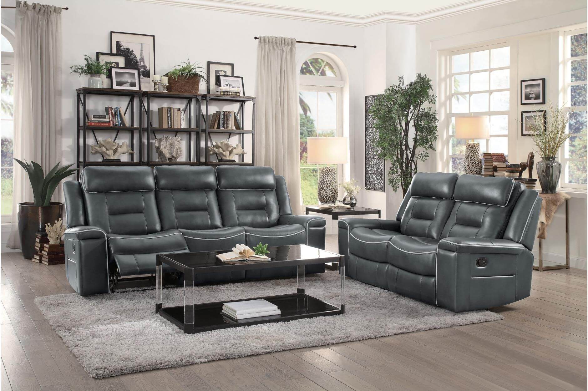 Darwan Leather Gel Match Living Room Set by Homelegance