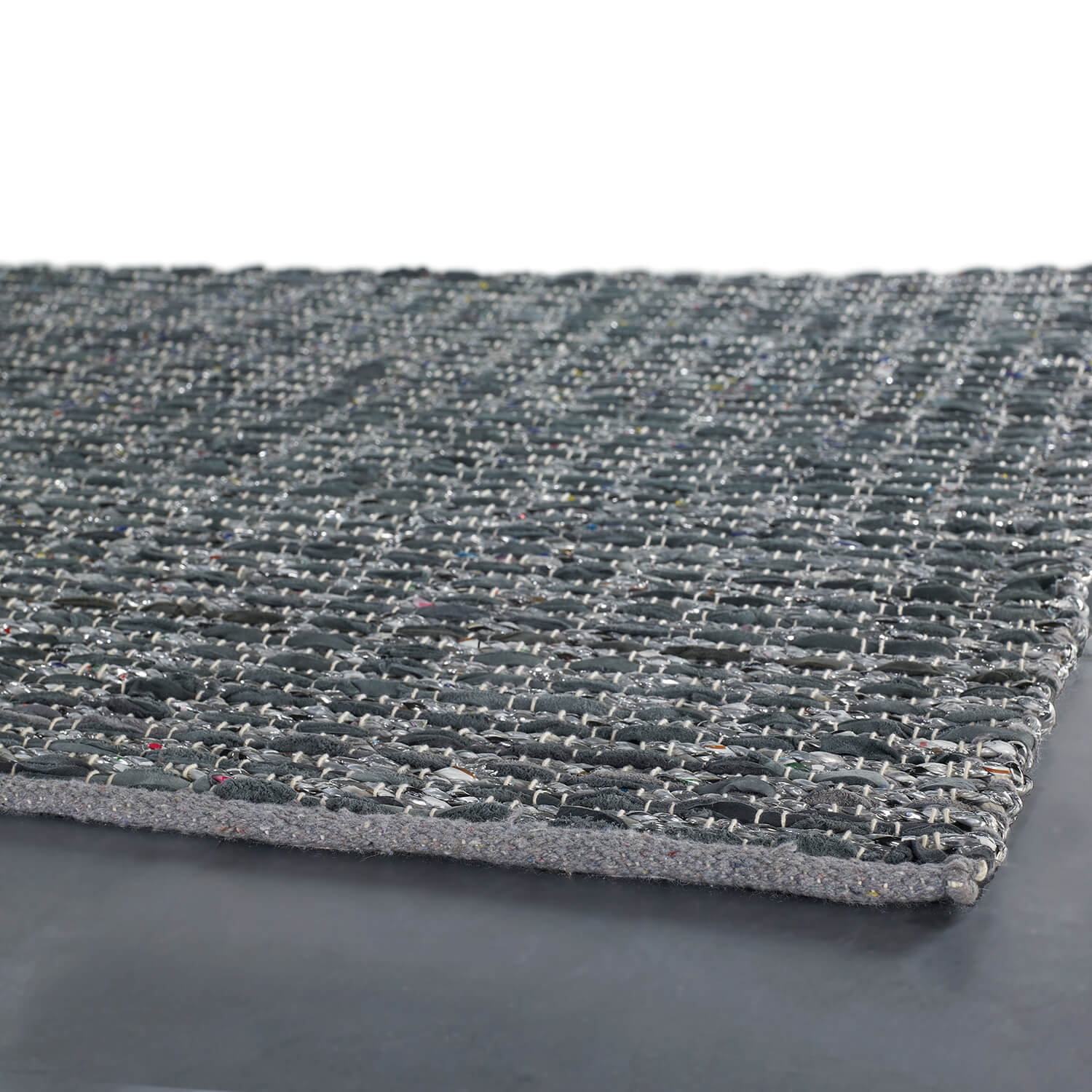 Easton Leather/Foil/Cotton Rectangular Hand-woven Rug, 5' x 7'6"