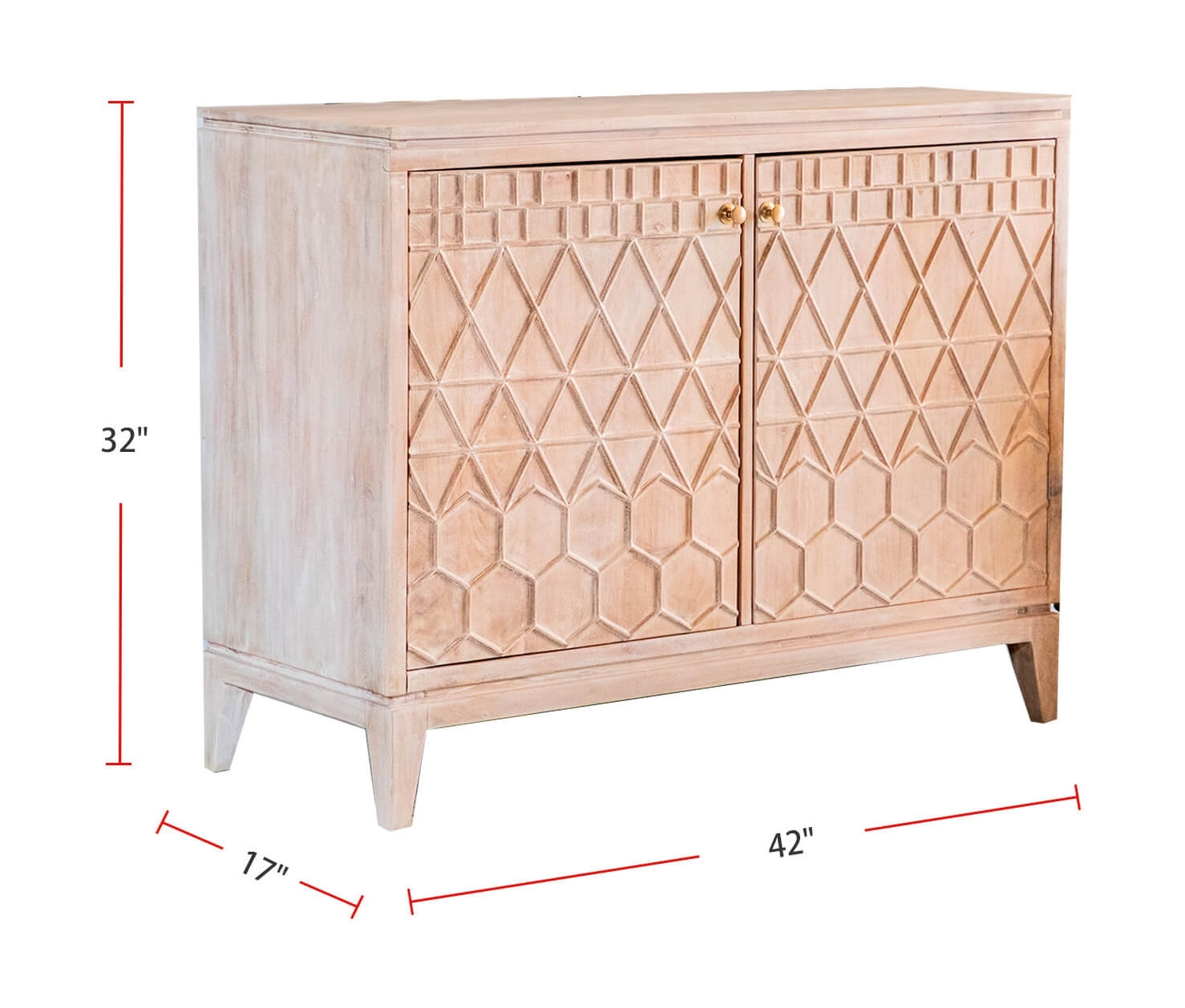 Eberto 2-door Geometric Wood Accent Cabinet