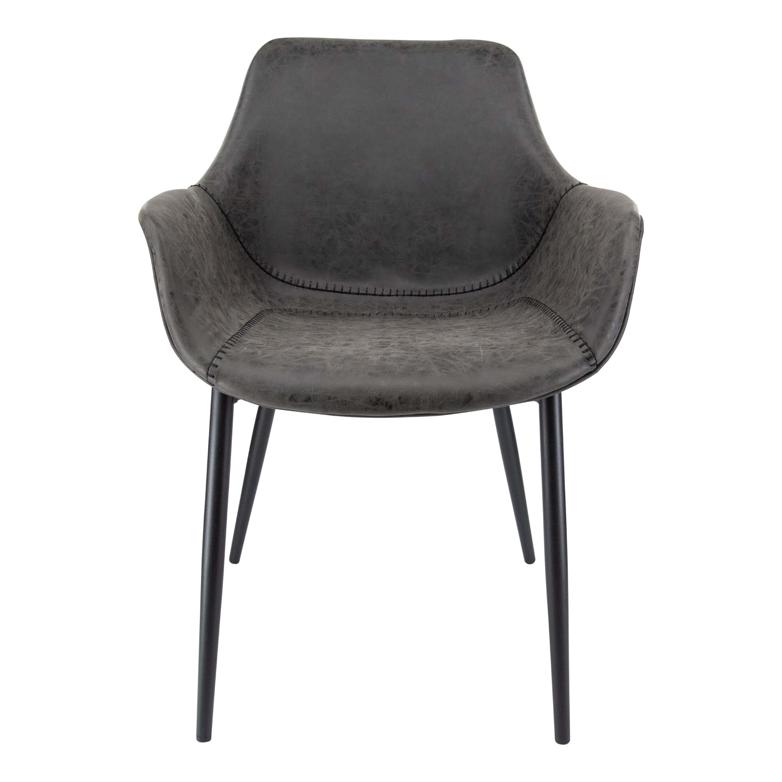 Markley Leather Dining Armchair with Metal Legs