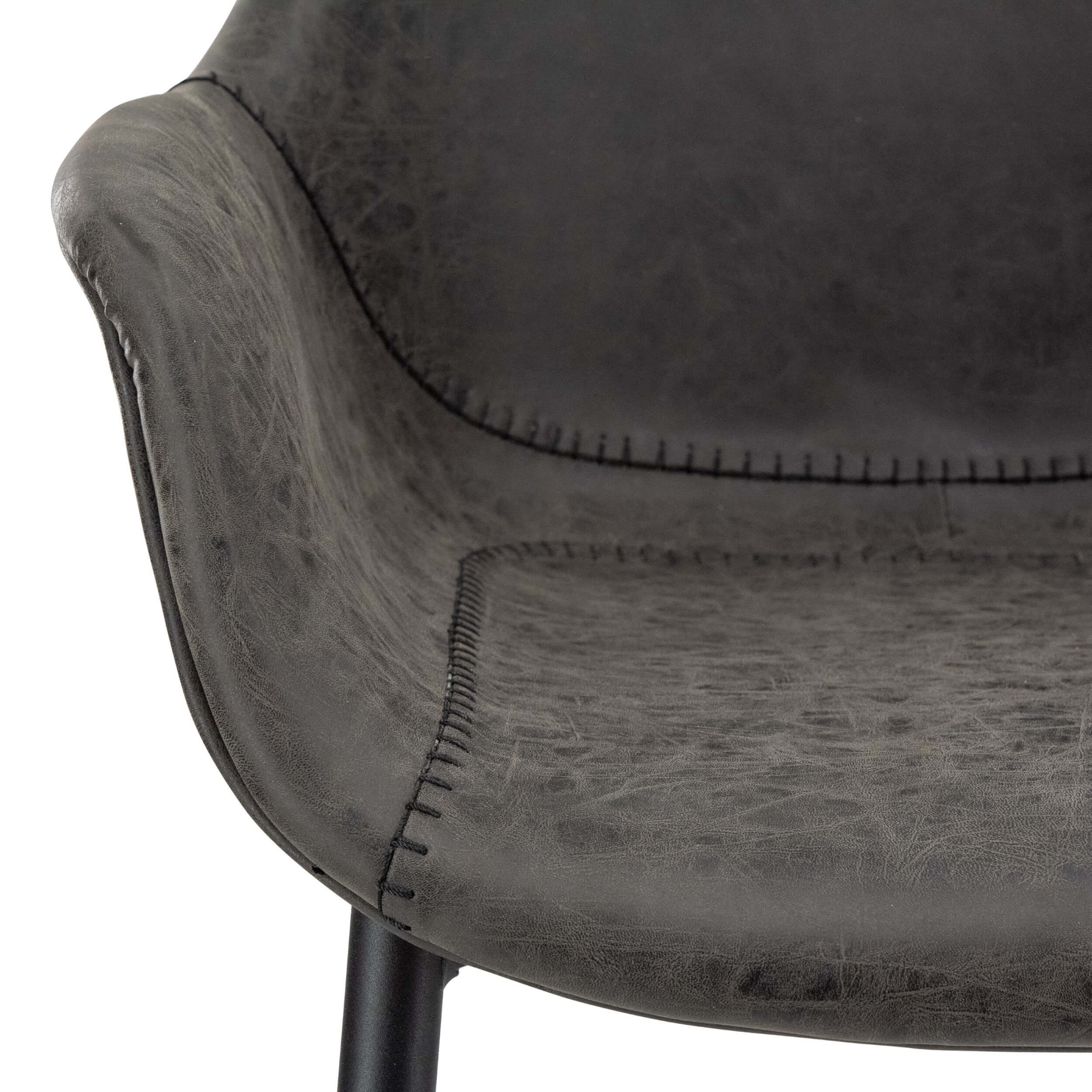 Markley Leather Dining Armchair with Metal Legs