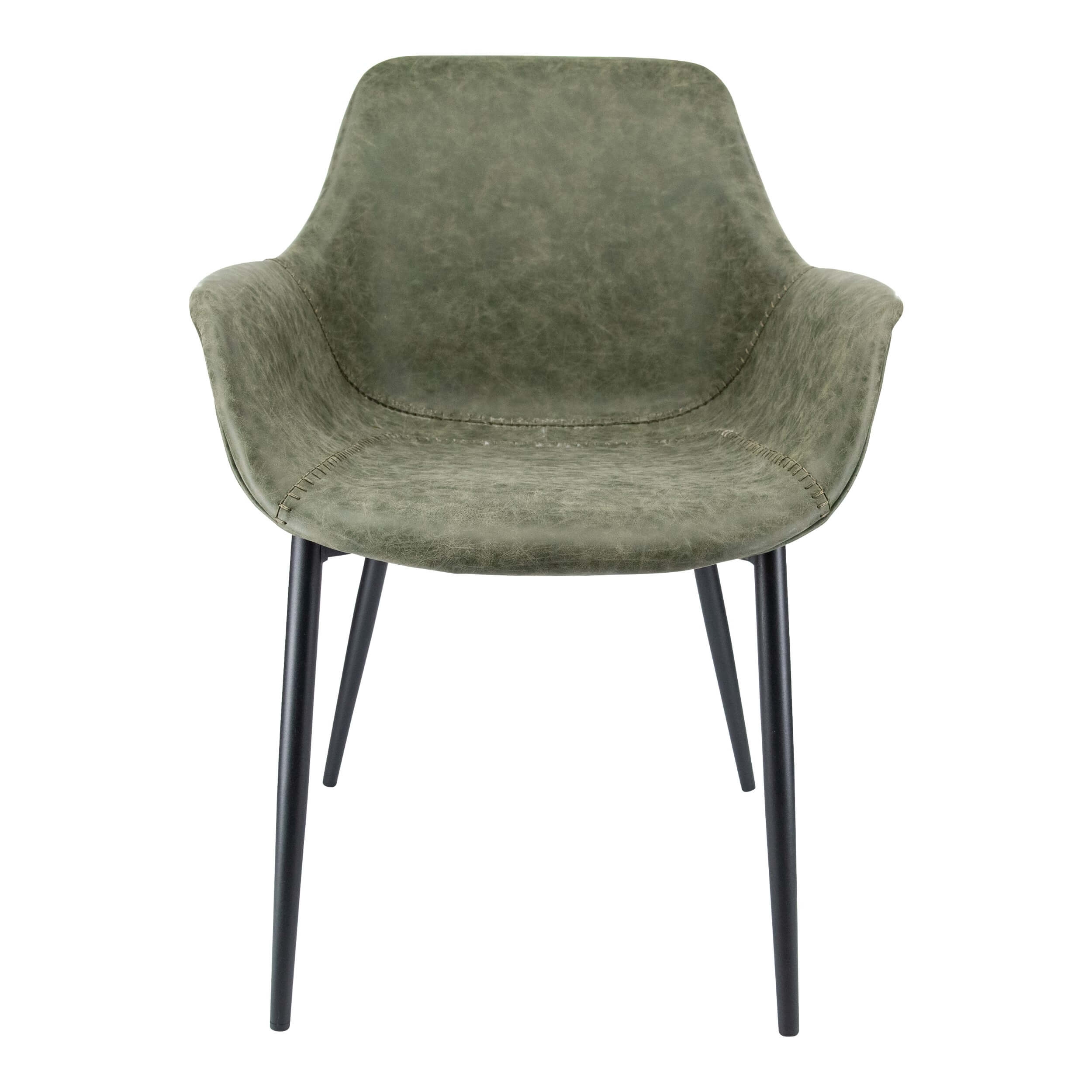 Markley Leather Dining Armchair with Metal Legs
