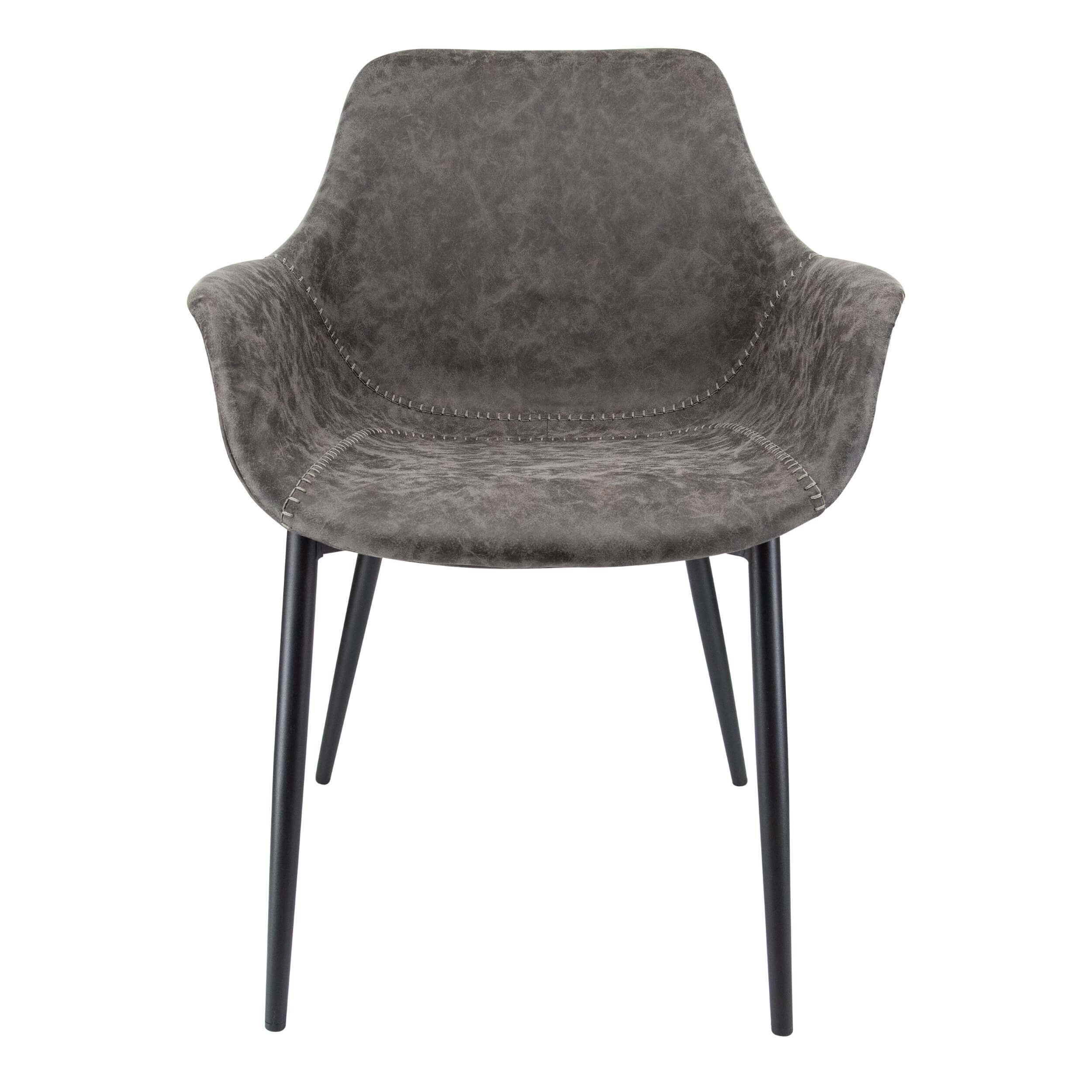 Markley Leather Dining Armchair with Metal Legs