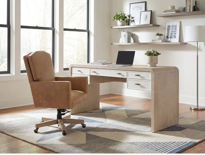 Shore Leather/Wood Executive Chair with Casters