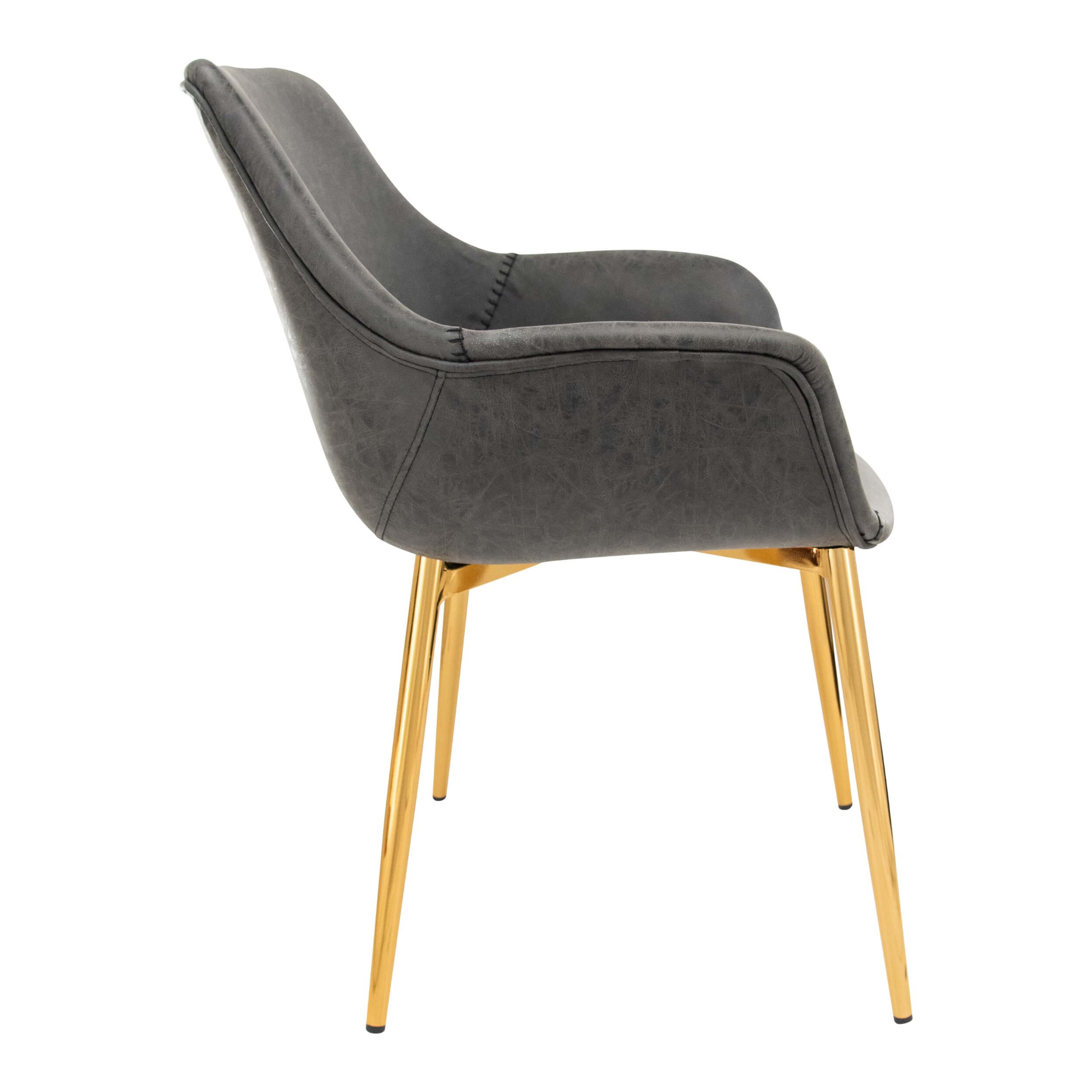 Markley Leather Dining Armchair with Gold Metal Legs