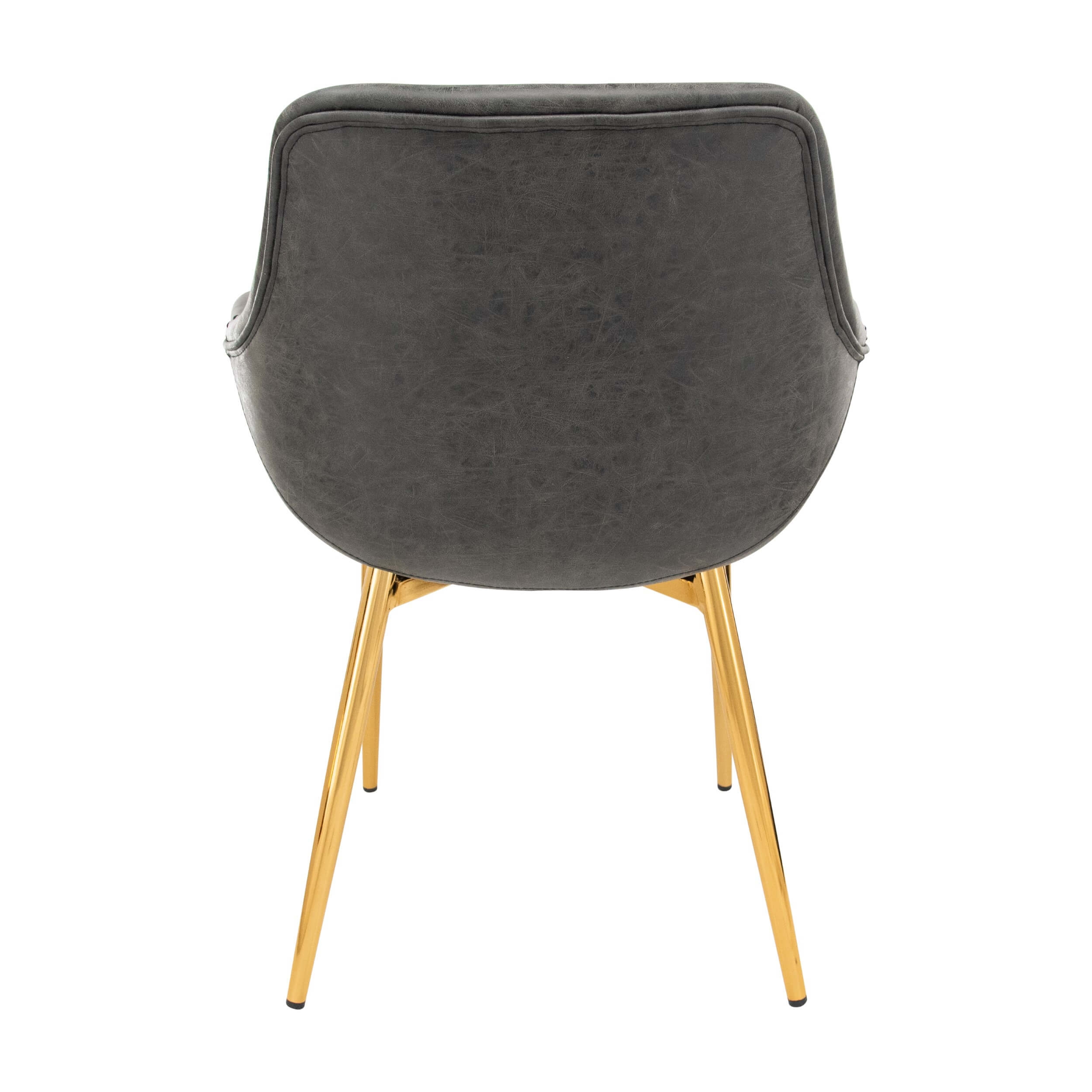 Markley Leather Dining Armchair with Gold Metal Legs