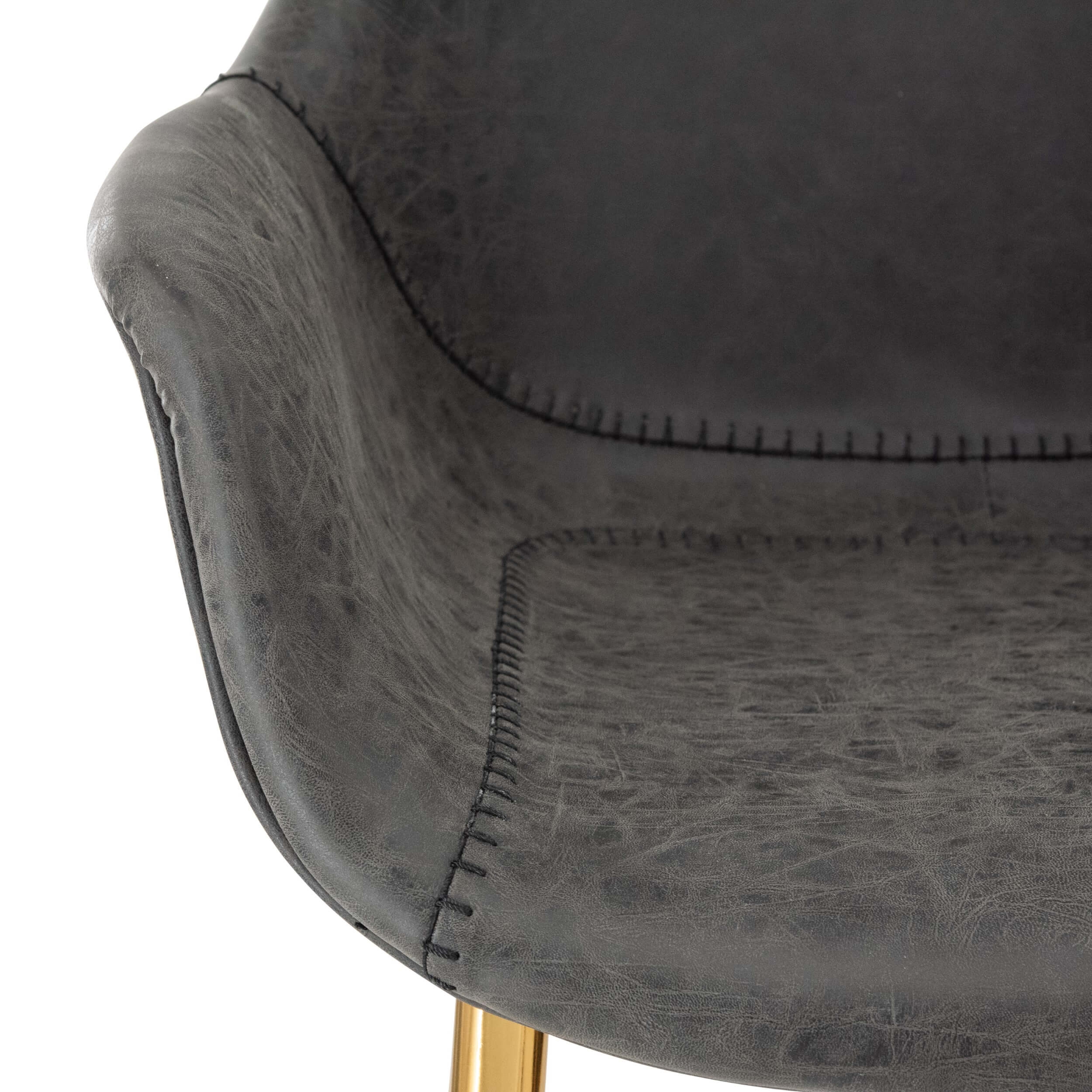 Markley Leather Dining Armchair with Gold Metal Legs
