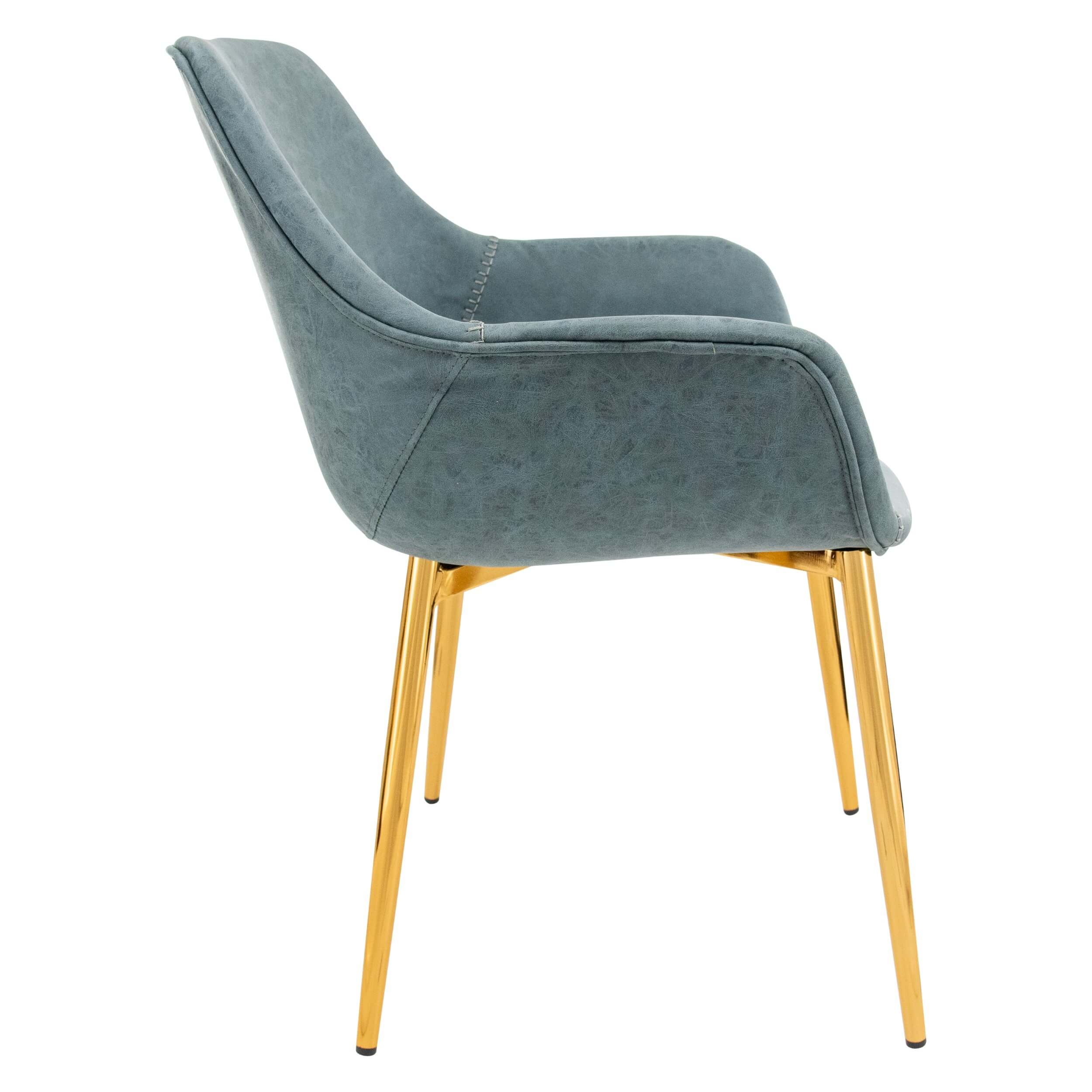 Markley Leather Dining Armchair with Gold Metal Legs