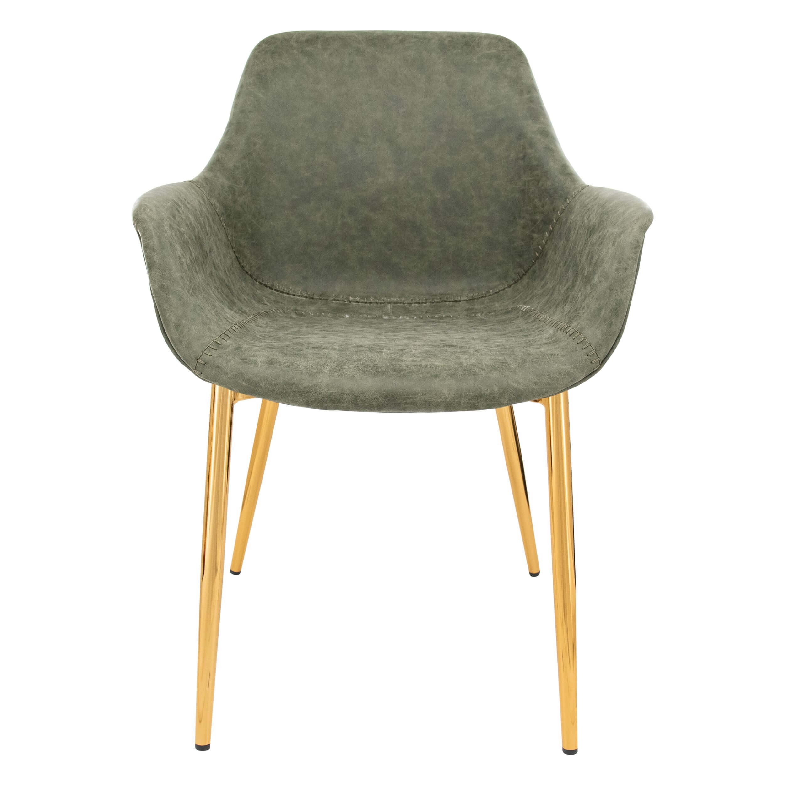Markley Leather Dining Armchair with Gold Metal Legs
