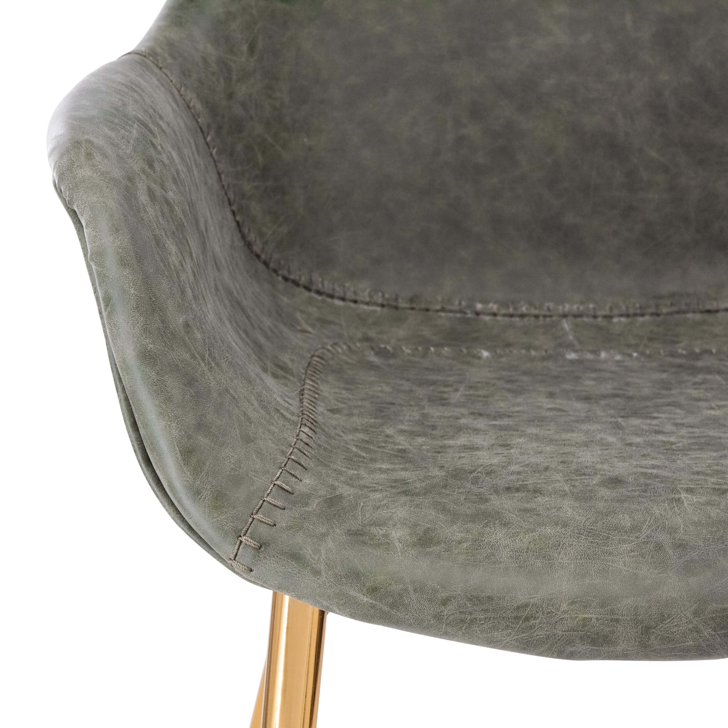 Markley Leather Dining Armchair with Gold Metal Legs