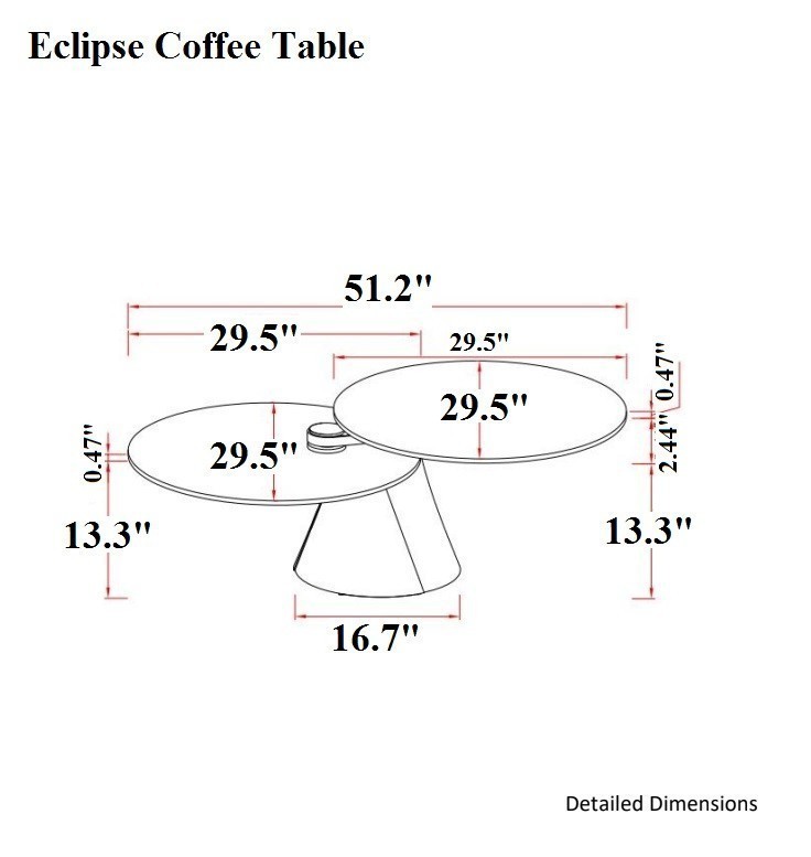 Eclipse Glass/Marble Dual Swivel Top Coffee Table