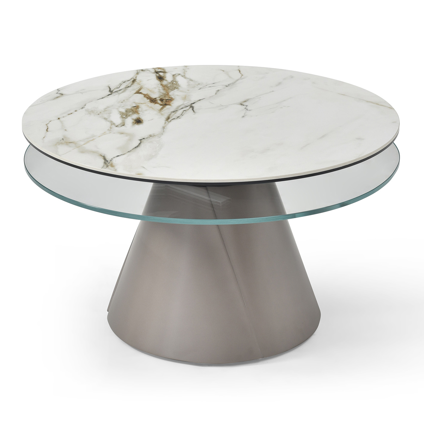 Eclipse Glass/Marble Dual Swivel Top Coffee Table