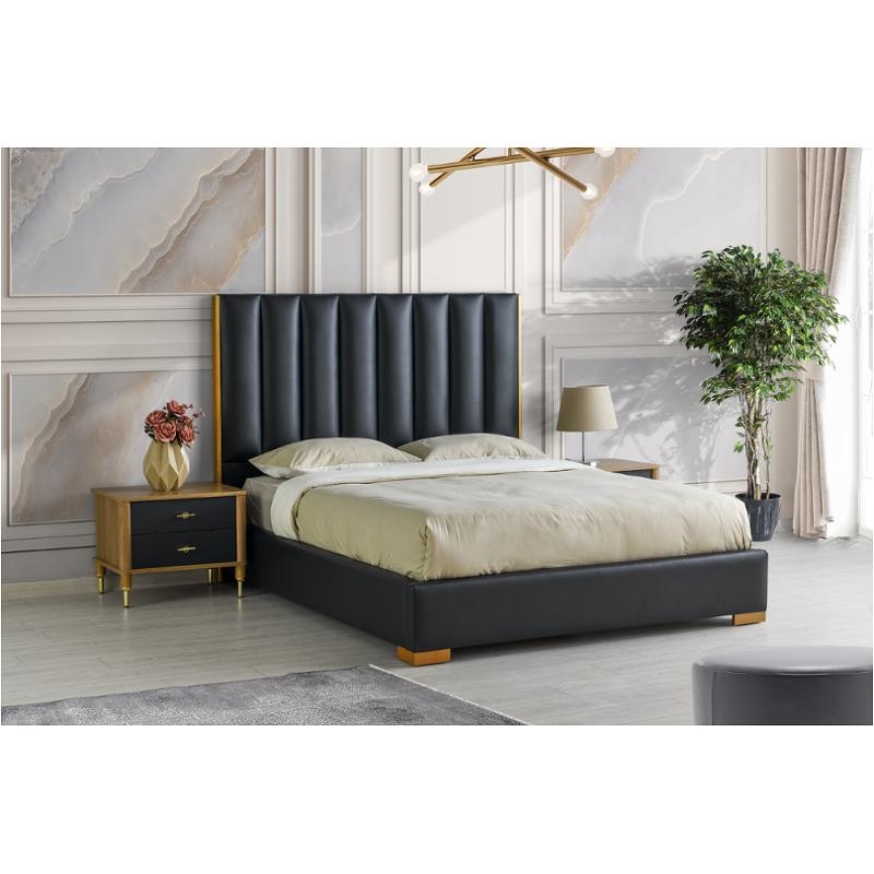 Eden SM Vinyl Channeled Upholstered Platform Queen Size Bed